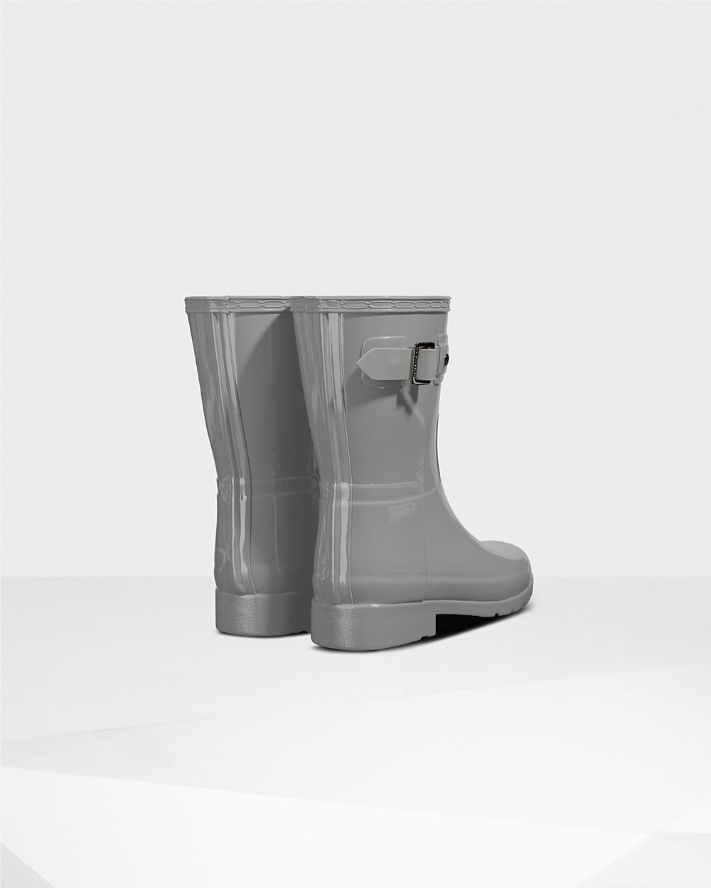 Womens Hunter Refined Slim Fit Gloss - Short Rain Boots Grey - 5924-LBANK